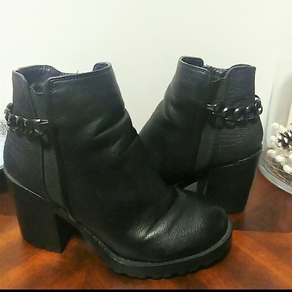 Call It Spring Shoes - Black booties with matte black chain